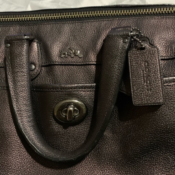 Coach Rhyder bronze Metallic Leather satchel purse - Picture 3 of 8